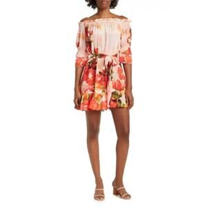 Shahida Parides Coral Rosa Off The Shoulder Mini Dress Sz.M NWT